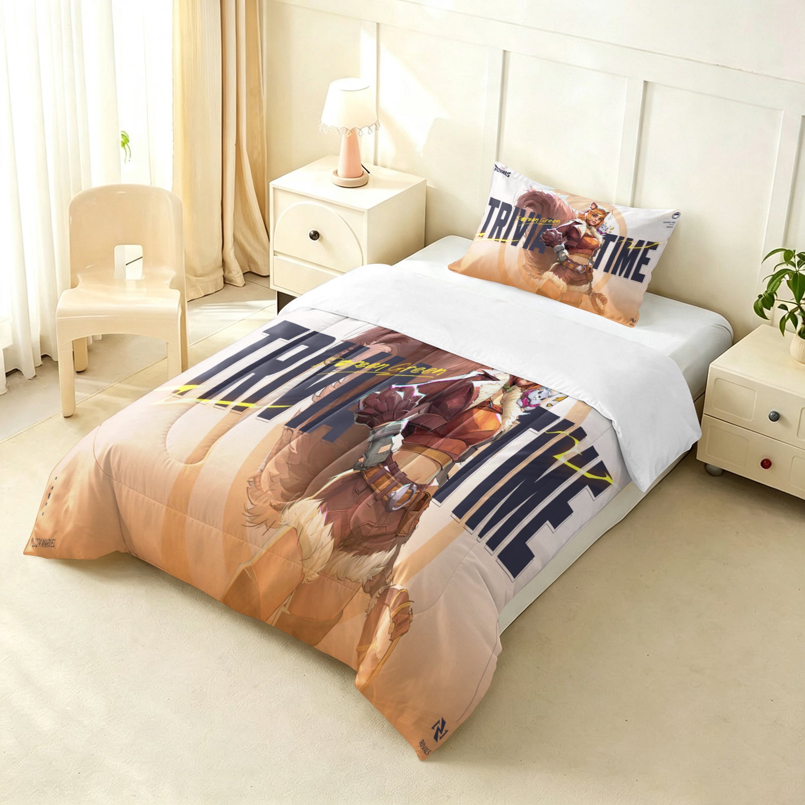 ‌Marvel Rivals Squirrel Girl Comforter Pillowcase Sets Blanket All Season Reversible Quilted Duvet