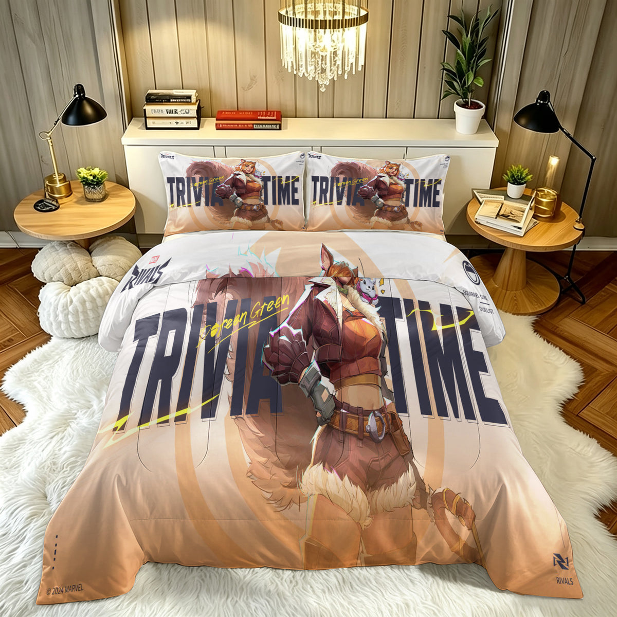 ‌Marvel Rivals Squirrel Girl Comforter Pillowcase Sets Blanket All Season Reversible Quilted Duvet