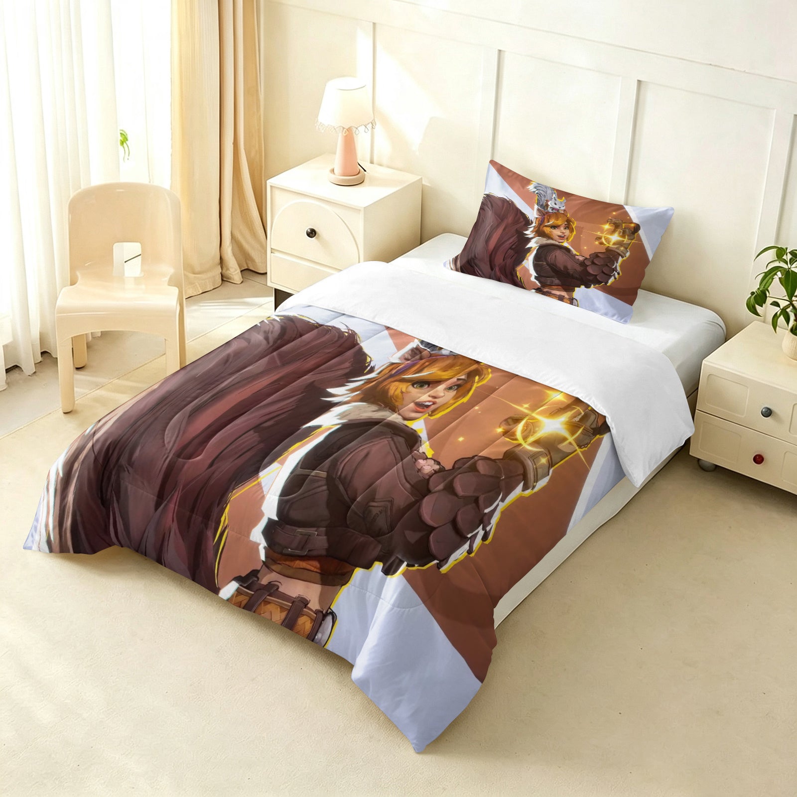 ‌Marvel Rivals Squirrel Girl Comforter Pillowcase Sets Blanket All Season Reversible Quilted Duvet