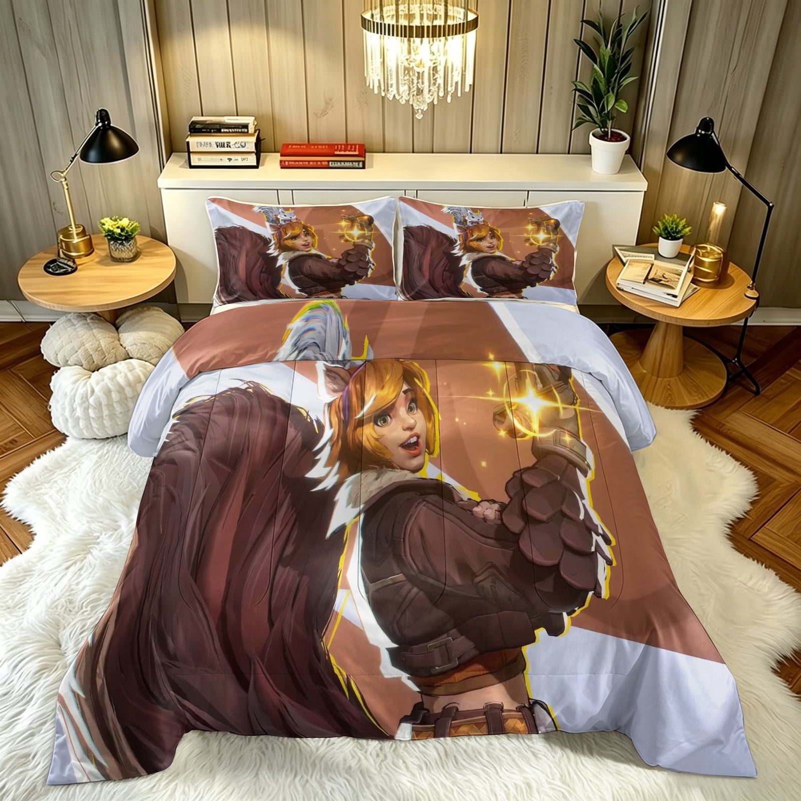 ‌Marvel Rivals Squirrel Girl Comforter Pillowcase Sets Blanket All Season Reversible Quilted Duvet