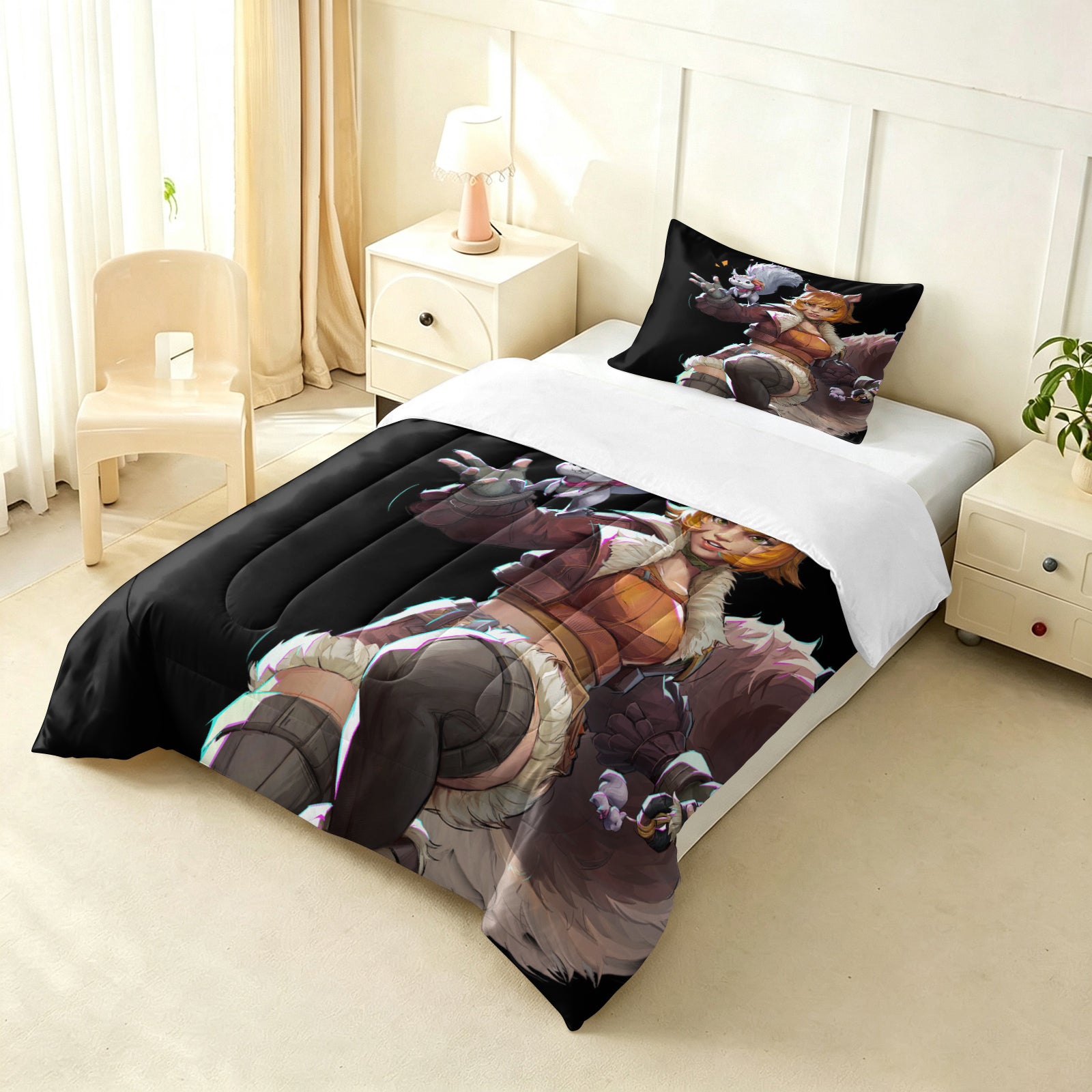 ‌Marvel Rivals Squirrel Girl Comforter Pillowcase Sets Blanket All Season Reversible Quilted Duvet