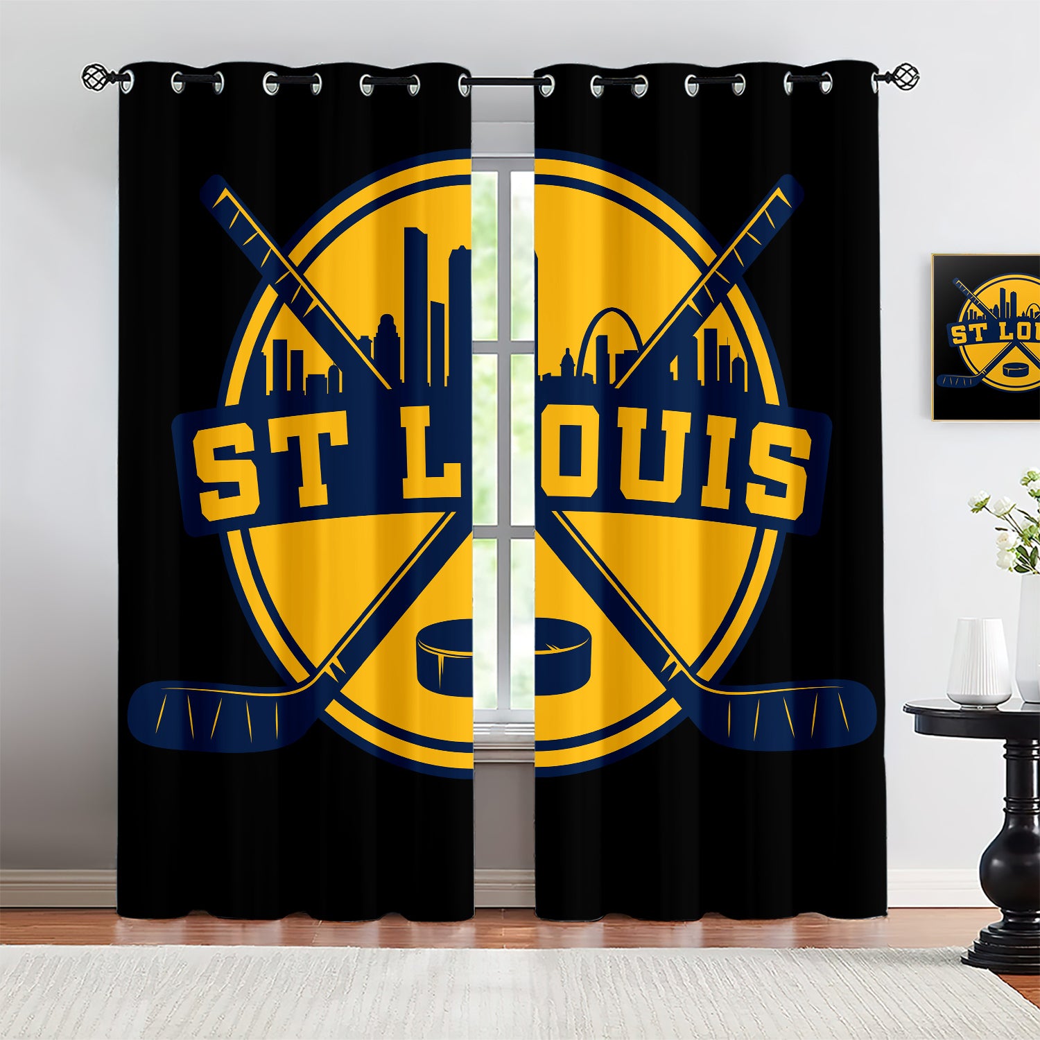 St Louis Blues Blackout Curtains Drapes For Window Treatment Set