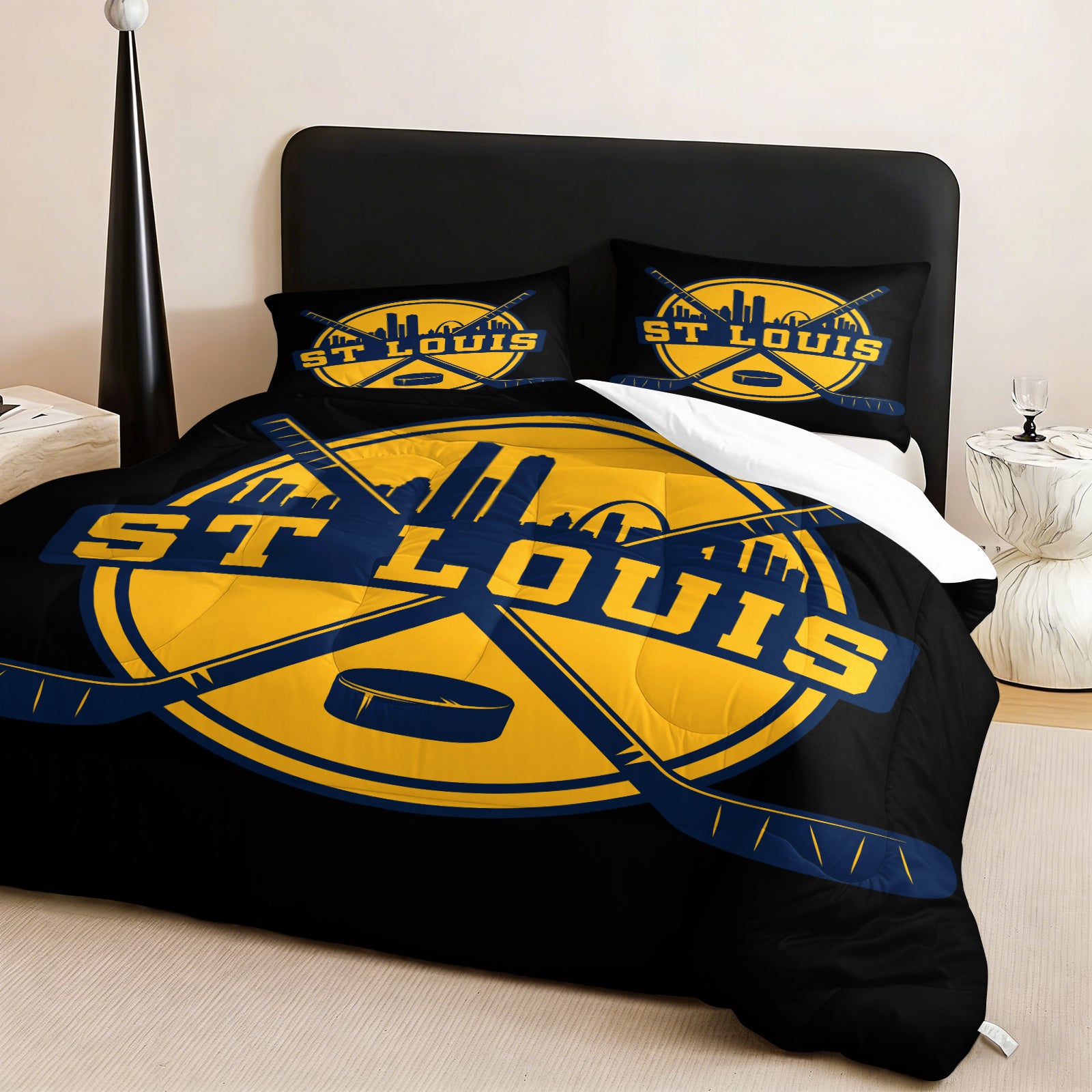 St Louis Blues Hockey League Comforter Pillowcase Sets Blanket All Season Reversible Quilted Duvet
