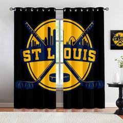 St Louis Blues Blackout Curtains Drapes For Window Treatment Set