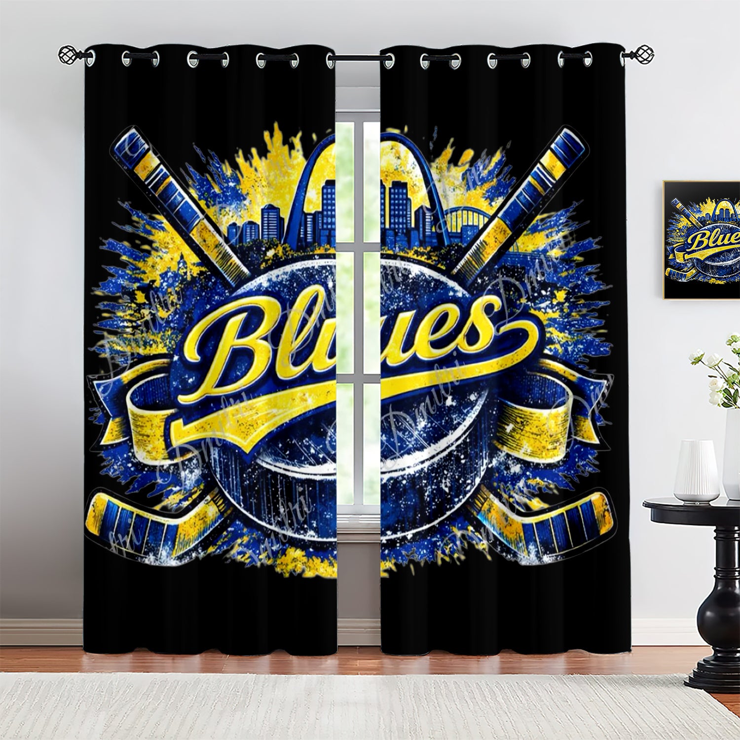 St Louis Blues Blackout Curtains Drapes For Window Treatment Set