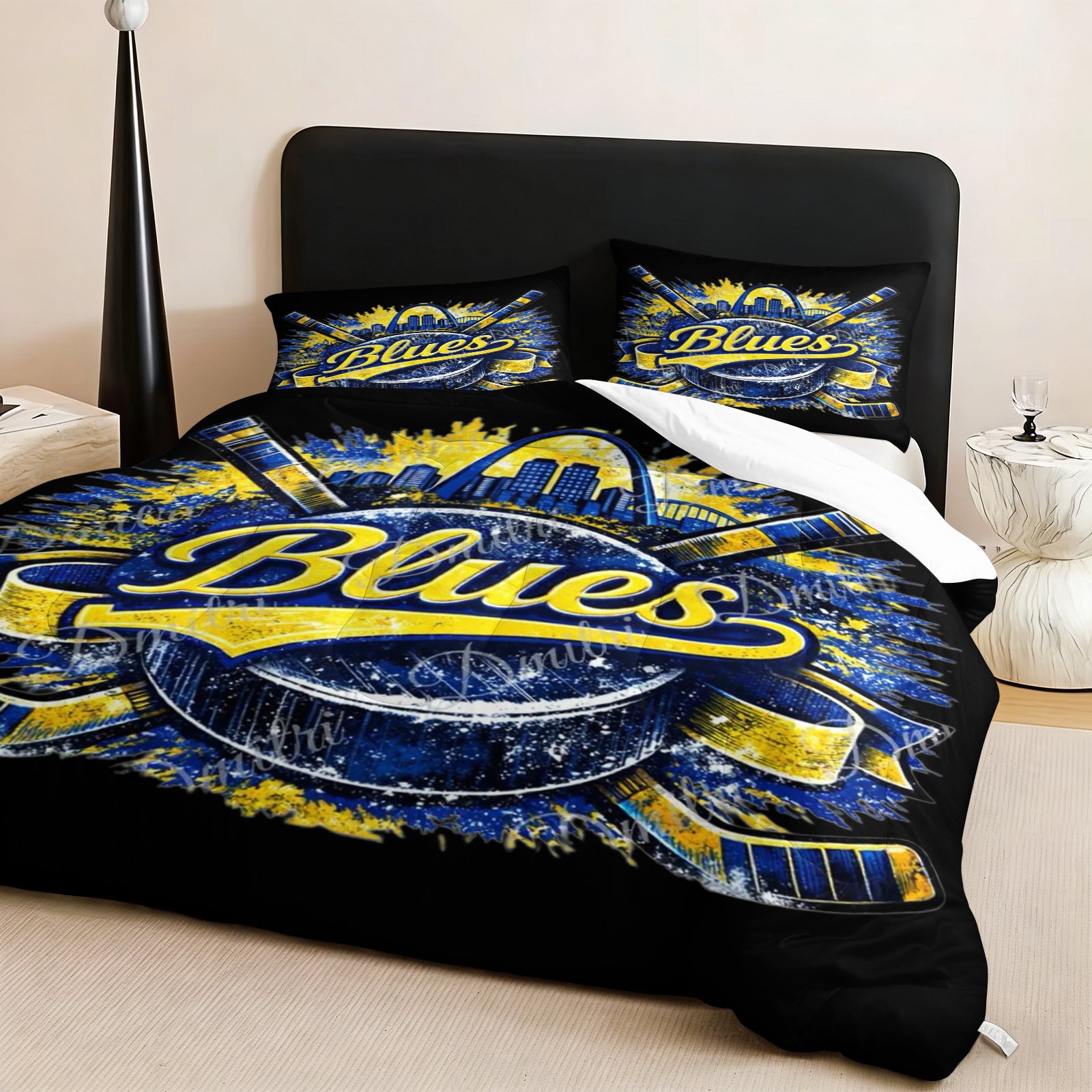 St Louis Blues Hockey League Comforter Pillowcase Sets Blanket All Season Reversible Quilted Duvet