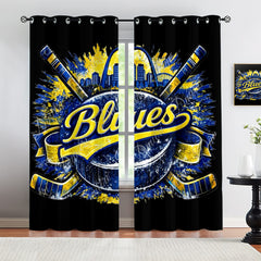 St Louis Blues Blackout Curtains Drapes For Window Treatment Set