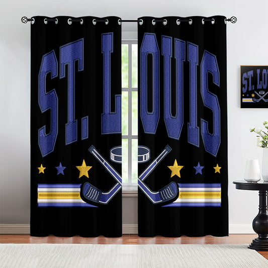 St Louis Blues Blackout Curtains Drapes For Window Treatment Set 1500