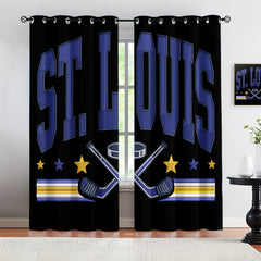 St Louis Blues Blackout Curtains Drapes For Window Treatment Set