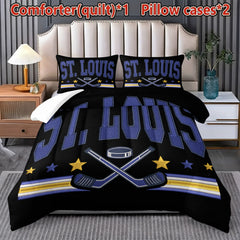 St Louis Blues Hockey League Comforter Pillowcase Sets Blanket All Season Reversible Quilted Duvet