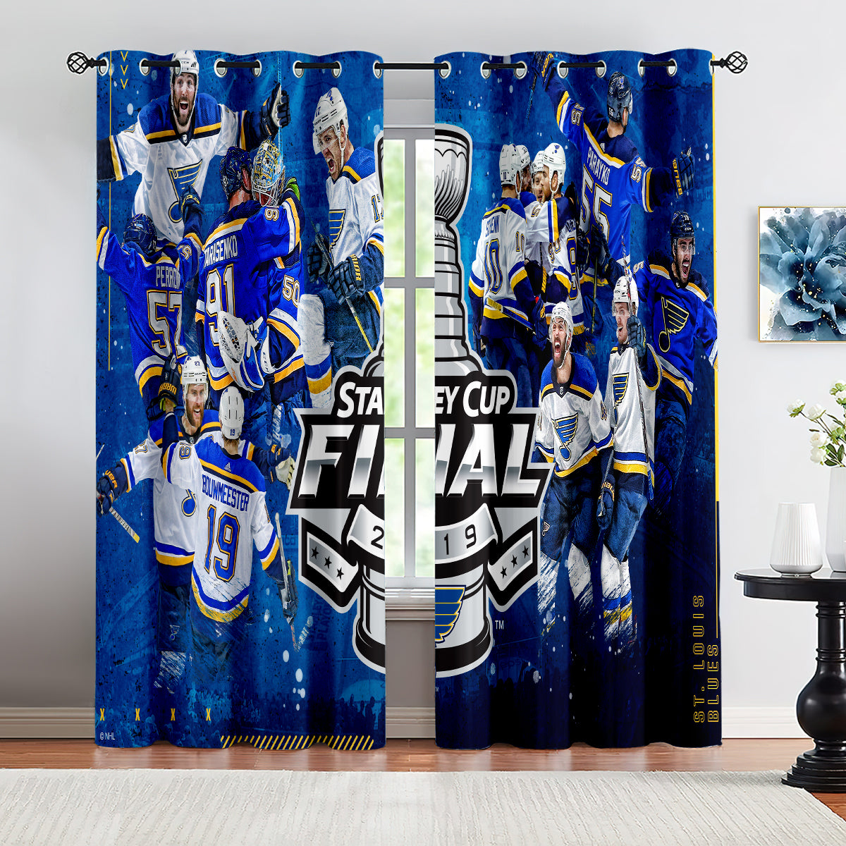 St Louis Blues Hockey League Blackout Curtains Drapes For Window Treatment Set