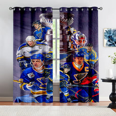 St Louis Blues Hockey League Blackout Curtains Drapes For Window Treatment Set