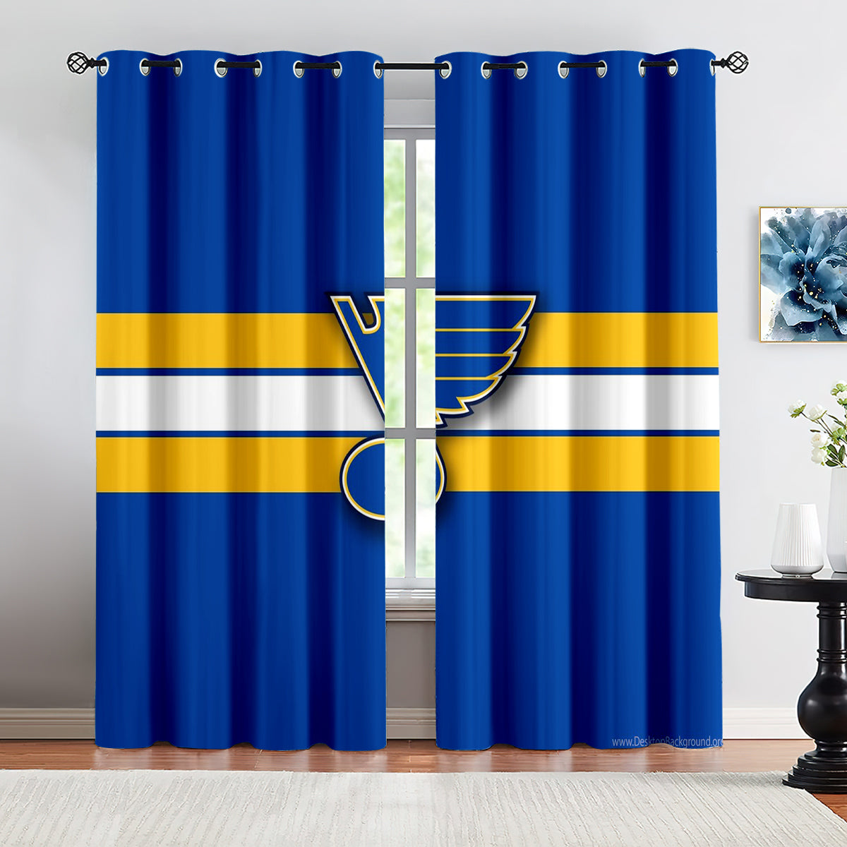 St Louis Blues Hockey League Blackout Curtains Drapes For Window Treatment Set