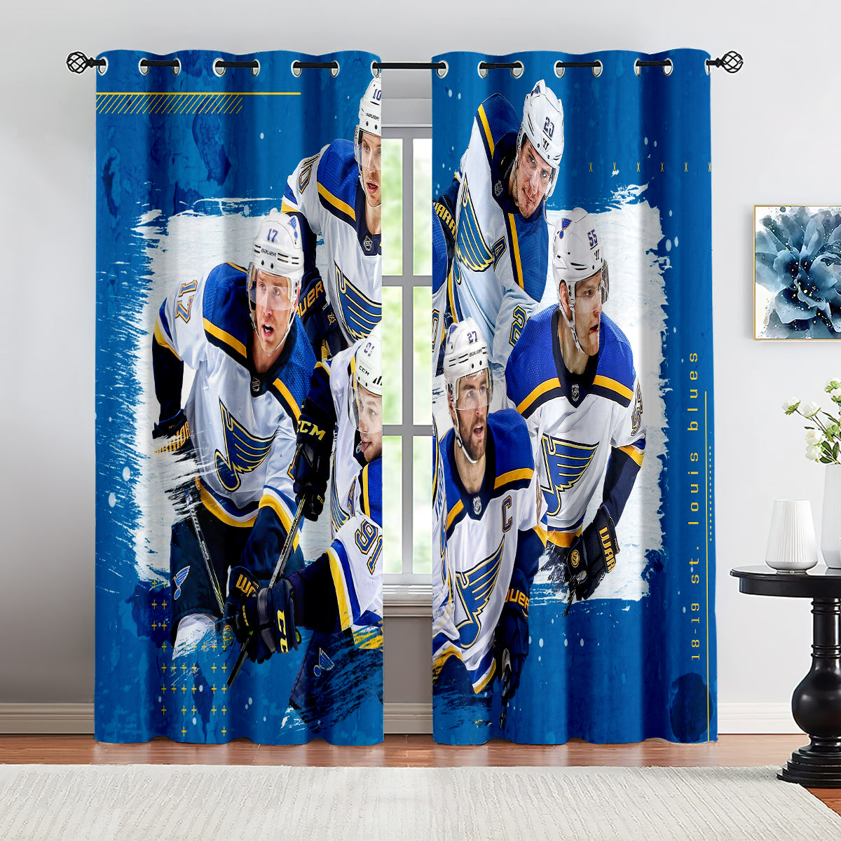 St Louis Blues Hockey League Blackout Curtains Drapes For Window Treatment Set