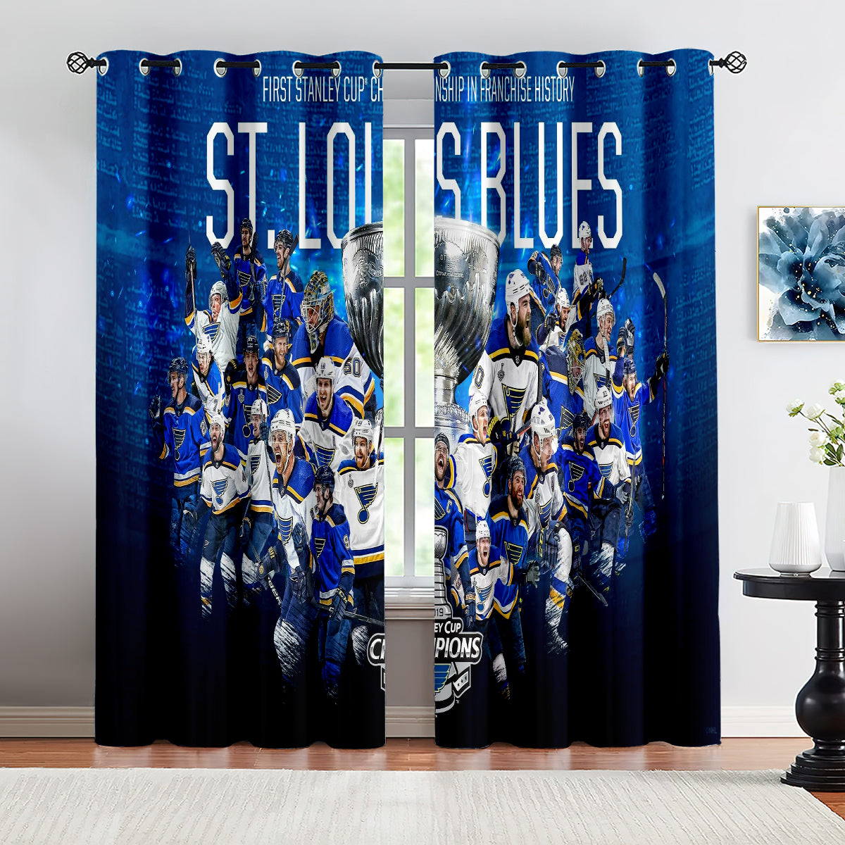 St Louis Blues Hockey League Blackout Curtains Drapes For Window Treatment Set