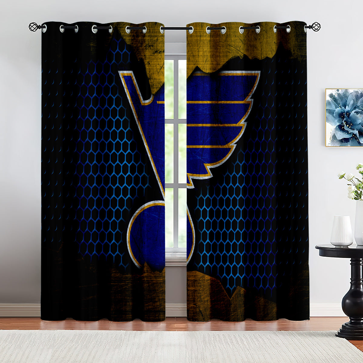St Louis Blues Hockey League Blackout Curtains Drapes For Window Treatment Set