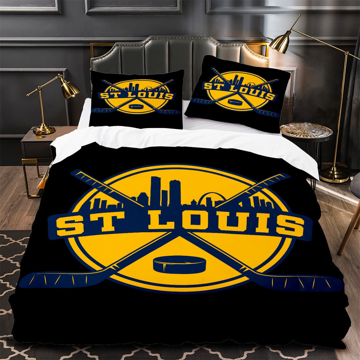 St Louis Blues Hockey Duvet Cover Quilt Case Pillowcase Bedding Set Without Filler