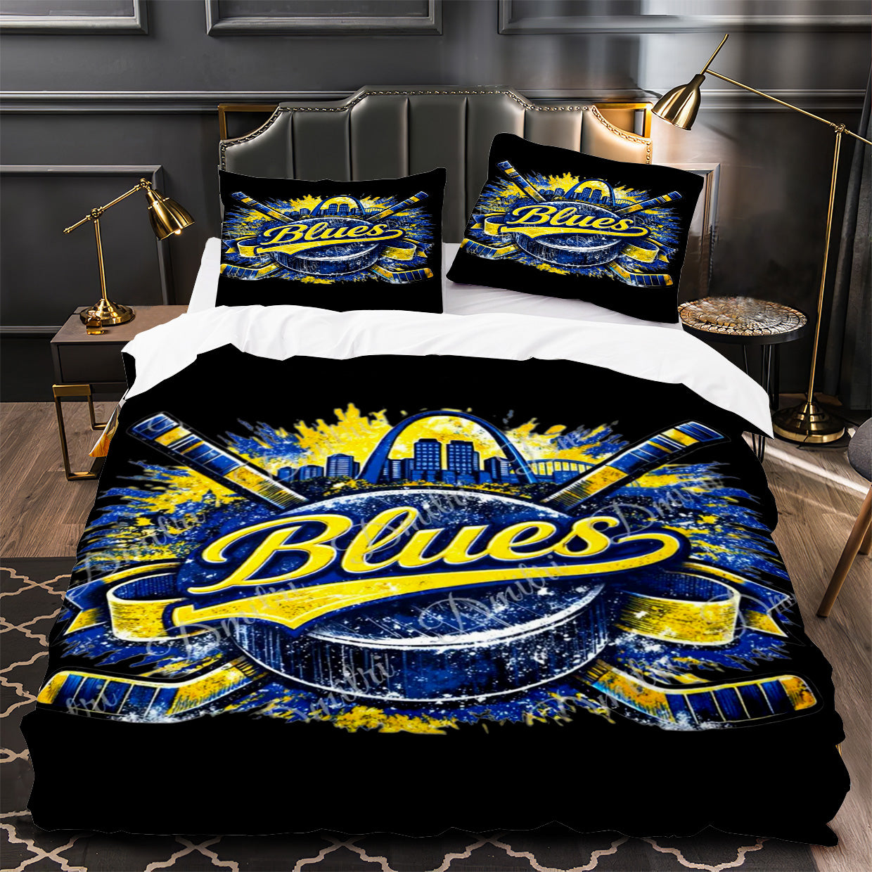 St Louis Blues Hockey Duvet Cover Quilt Case Pillowcase Bedding Set Without Filler