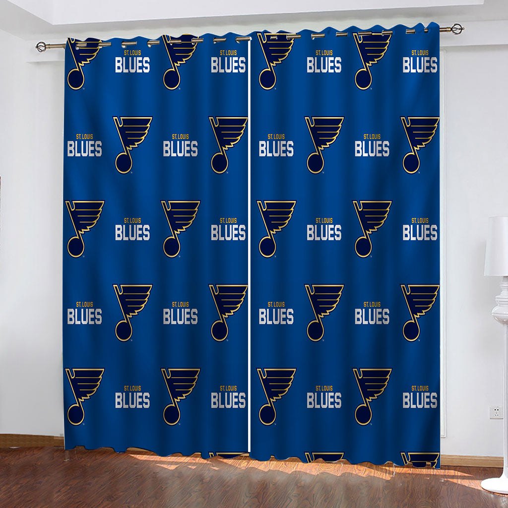 St Louis Blues Hockey League Blackout Curtains Drapes For Window Treatment Set