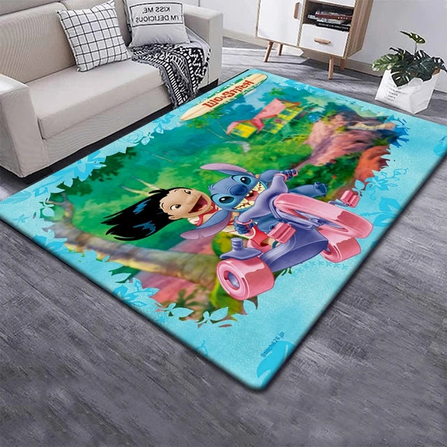 Stitch and Lilo Carpet Living Room Bedroom Sofa Rug Door Mat Kitchen Bathroom