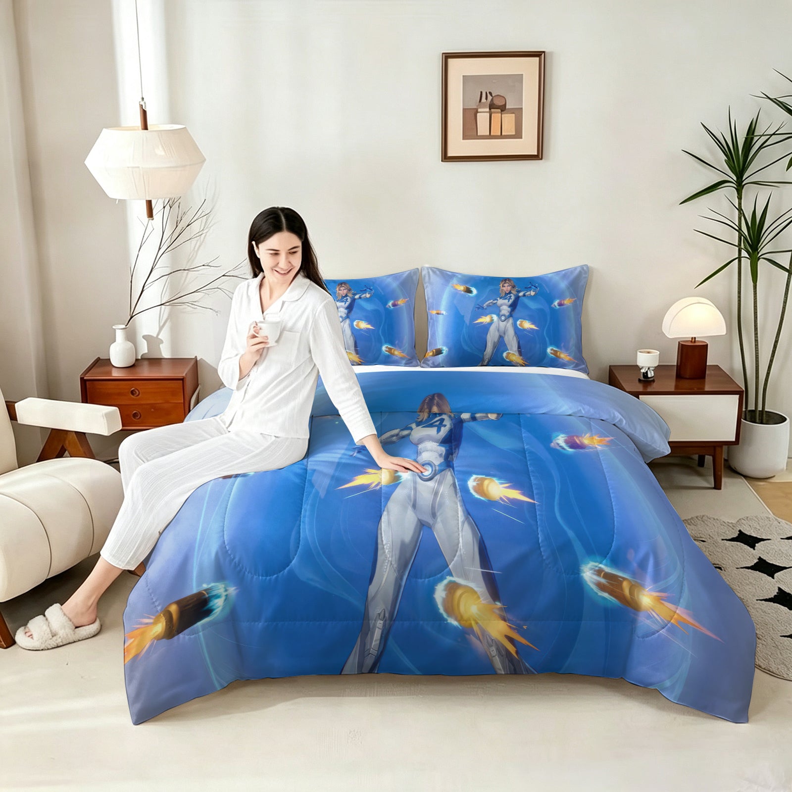 ‌Marvel Rivals Sue Storm Comforter Pillowcase Sets Blanket All Season Reversible Quilted Duvet