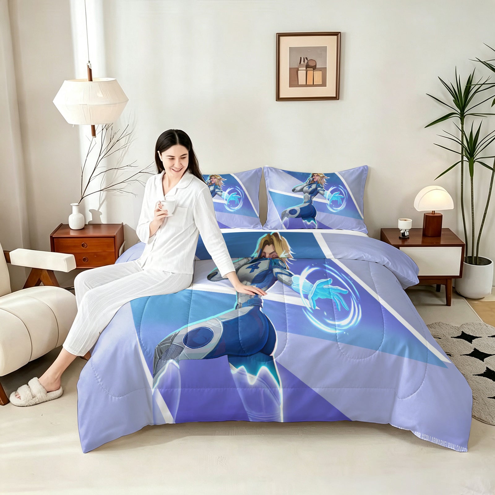‌Marvel Rivals Sue Storm Comforter Pillowcase Sets Blanket All Season Reversible Quilted Duvet