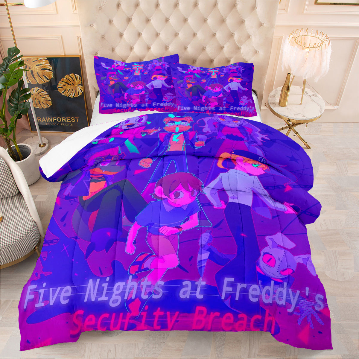 Fnaf Sundrop And Moondrop Comforter Pillowcase Sets Blanket All Season Reversible Quilted Duvet