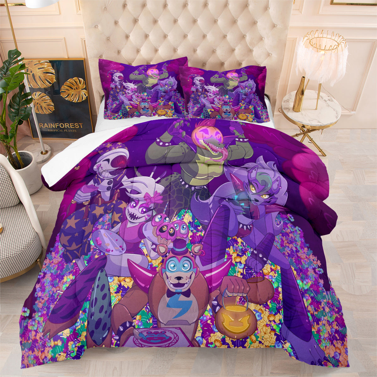 Fnaf Sundrop And Moondrop Comforter Pillowcase Sets Blanket All Season Reversible Quilted Duvet