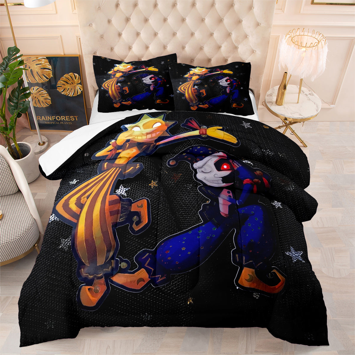 Fnaf Sundrop And Moondrop Comforter Pillowcase Sets Blanket All Season Reversible Quilted Duvet