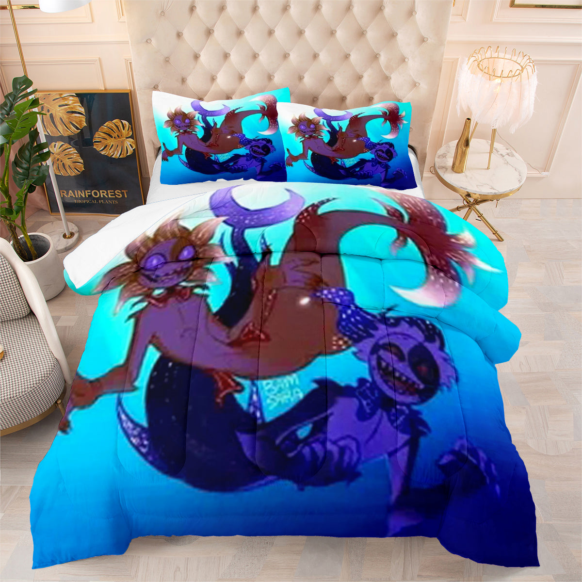 Fnaf Sundrop And Moondrop Comforter Pillowcase Sets Blanket All Season Reversible Quilted Duvet