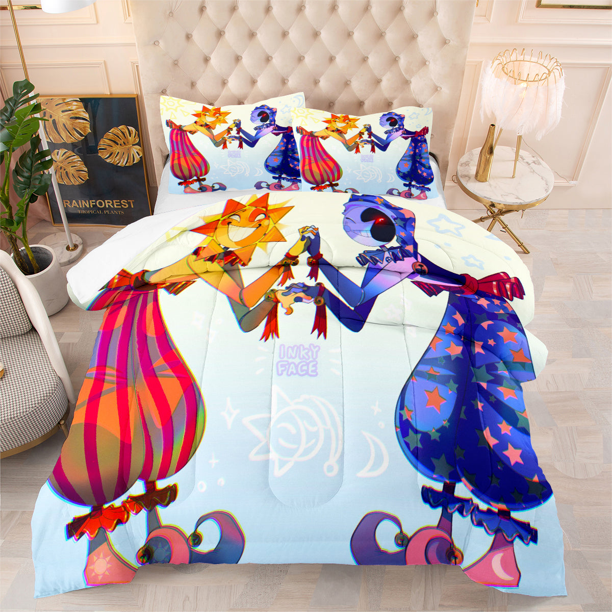 Fnaf Sundrop And Moondrop Comforter Pillowcase Sets Blanket All Season Reversible Quilted Duvet