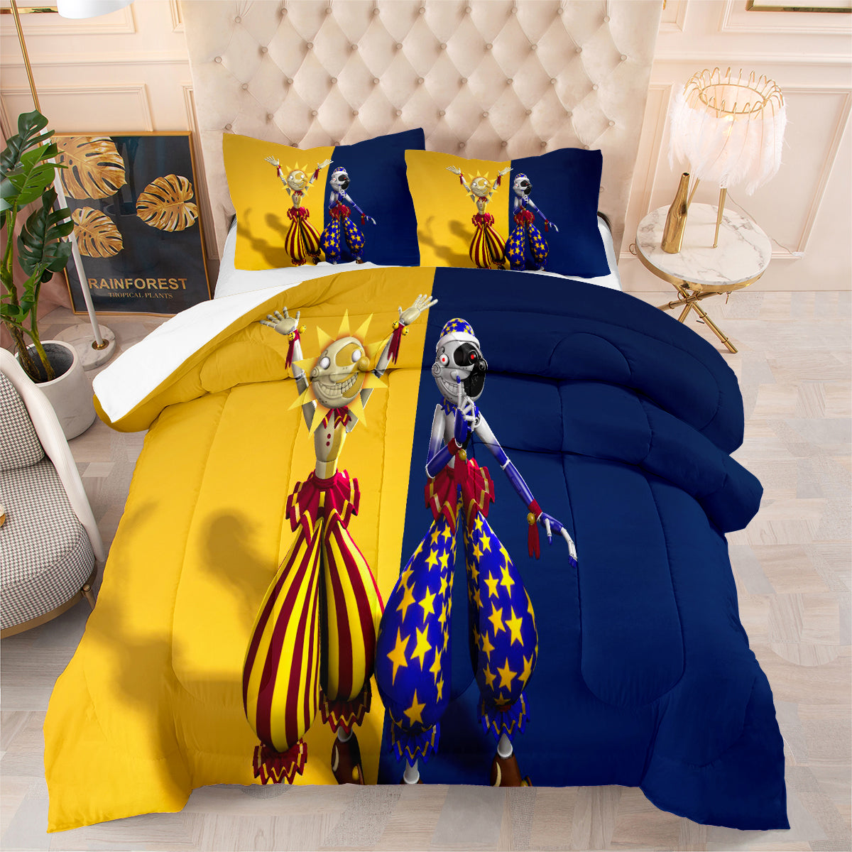 Fnaf Sundrop And Moondrop Comforter Pillowcase Sets Blanket All Season Reversible Quilted Duvet