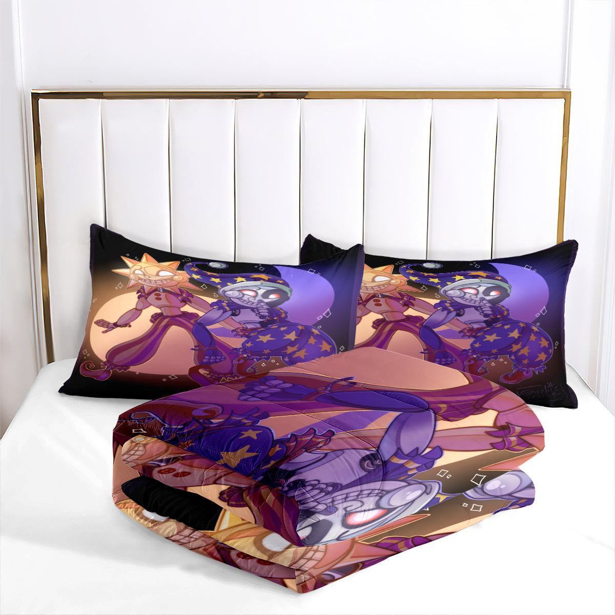 Fnaf Sundrop And Moondrop Comforter Pillowcase Sets Blanket All Season Reversible Quilted Duvet