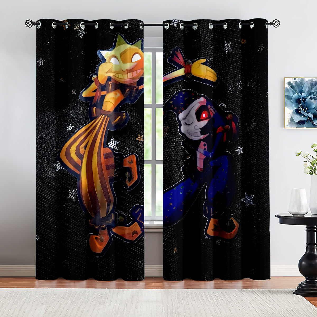 Sundrop and Moondrop Fnaf Blackout Curtains Drapes for Window Treatment Set