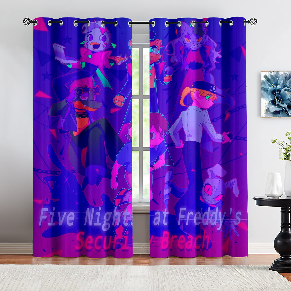 Sundrop and Moondrop Fnaf Blackout Curtains Drapes for Window Treatment Set