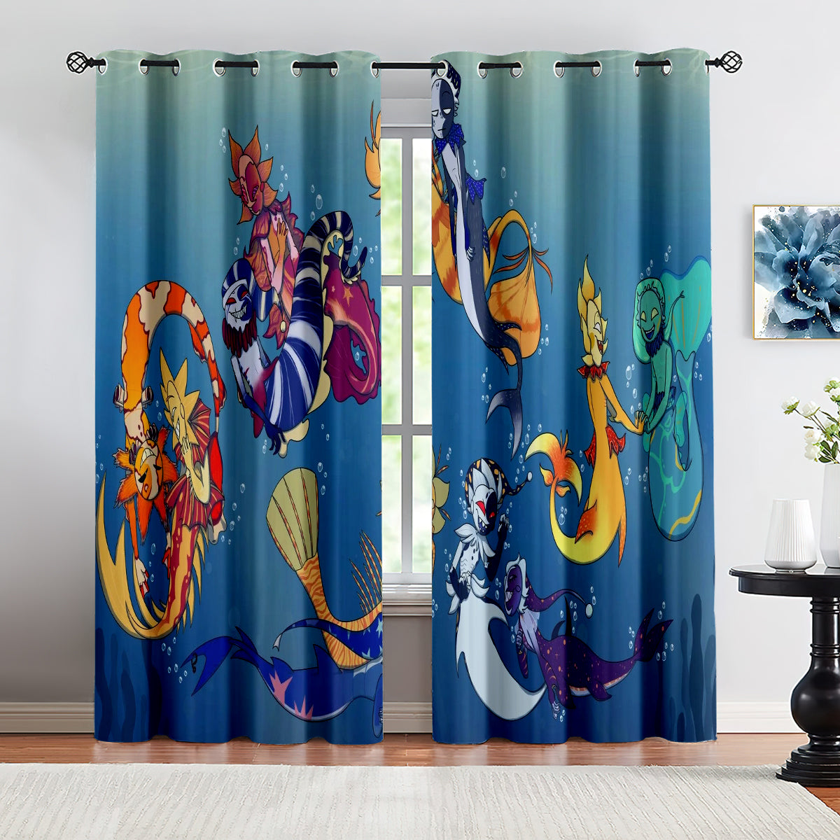 Sundrop and Moondrop Fnaf Blackout Curtains Drapes for Window Treatment Set