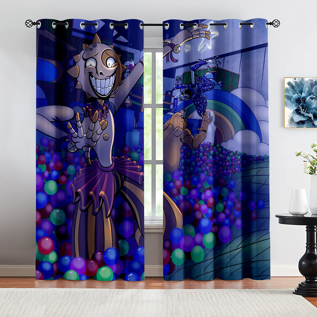 Sundrop and Moondrop Fnaf Blackout Curtains Drapes for Window Treatment Set