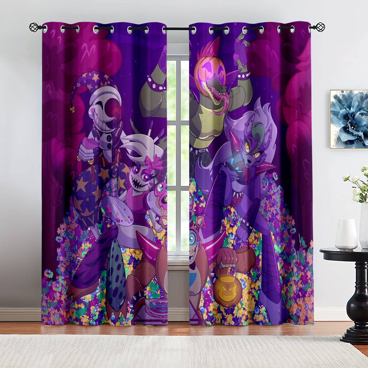 Sundrop and Moondrop Fnaf Blackout Curtains Drapes for Window Treatment Set