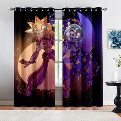 Sundrop and Moondrop Fnaf Blackout Curtains Drapes for Window Treatment Set