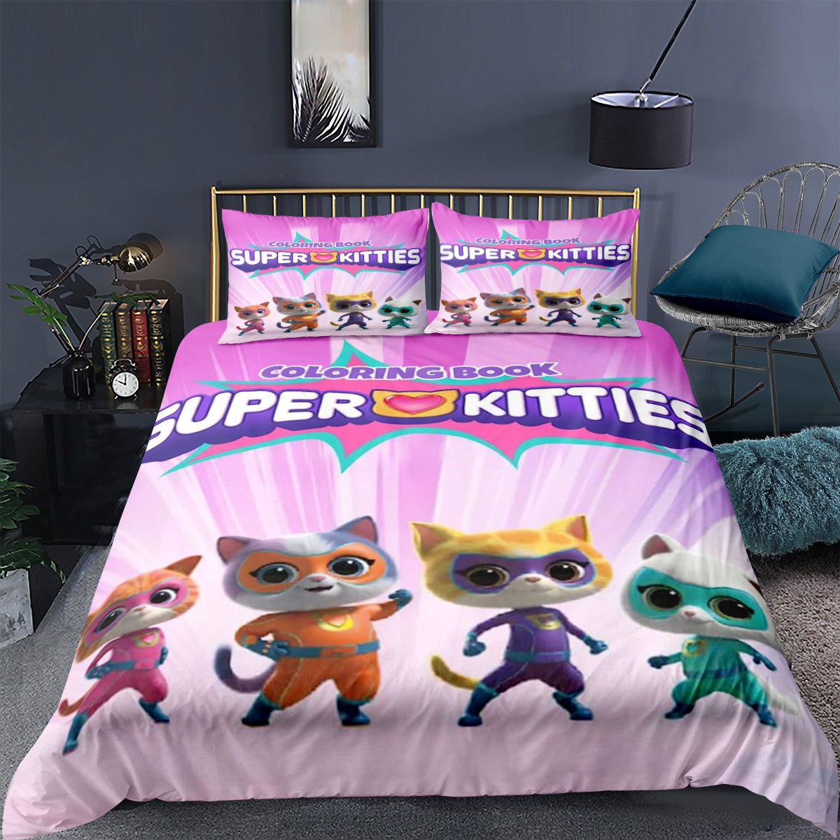 Super Kitties  3D Printed Duvet Cover Quilt Cover Pillowcase Bedding Set