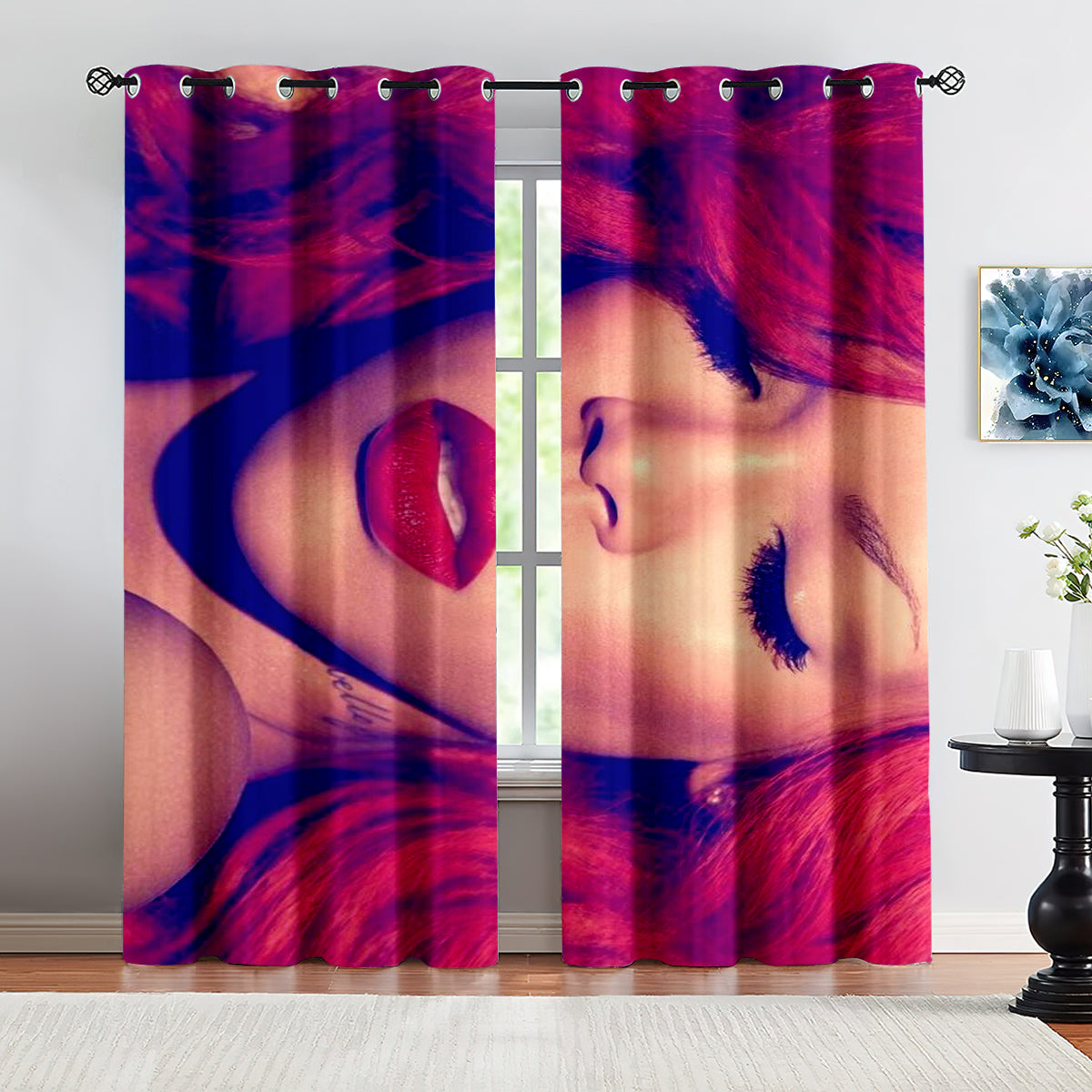 Super Star Rihanna Riri Football League Blackout Curtains Drapes for Window Treatment Set