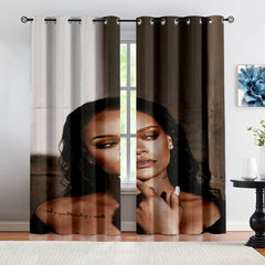 Super Star Rihanna Riri Football League Blackout Curtains Drapes for Window Treatment Set