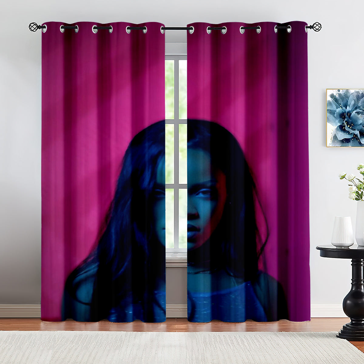 Super Star Rihanna Riri Football League Blackout Curtains Drapes for Window Treatment Set