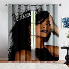 Super Star Rihanna Riri Football League Blackout Curtains Drapes for Window Treatment Set