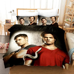 Supernatural Dean Sam Winchester Duvet Cover Quilt Case Pillowcase Bedding Set