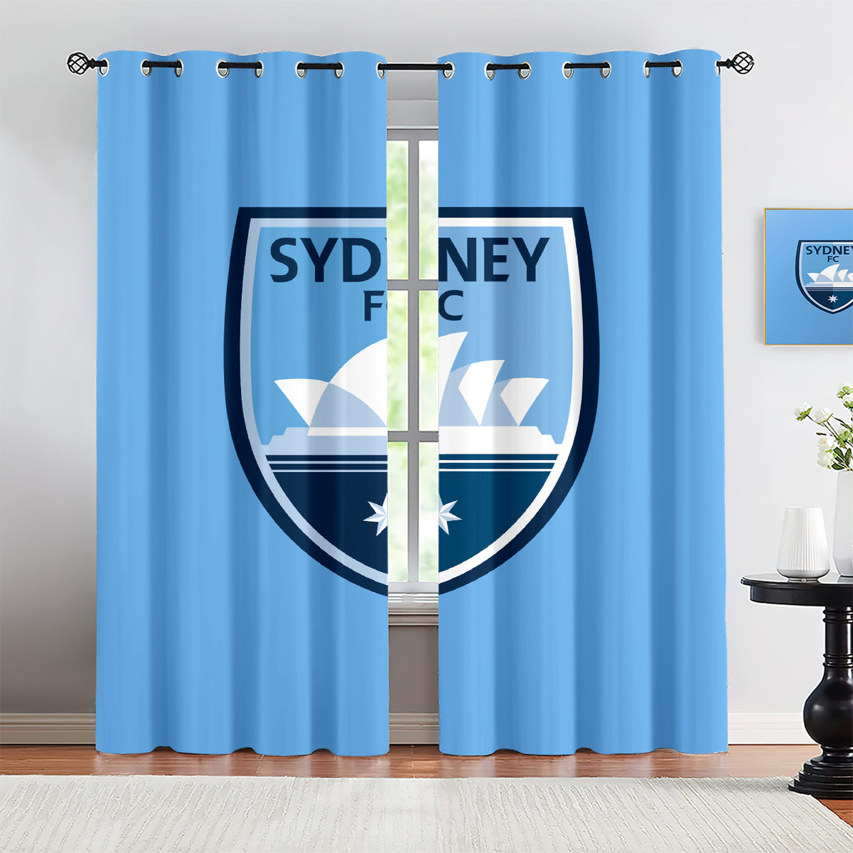 Sydney FC Soccer Blackout Curtains Drapes for Window Treatment Set