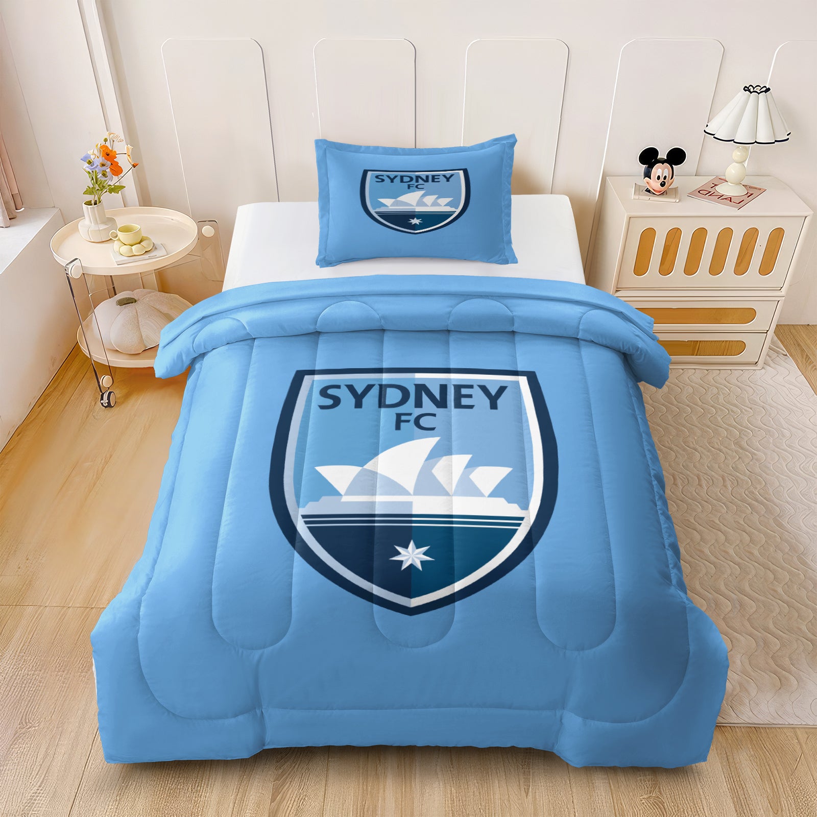 Sydney FC  Soccer Comforter Pillowcase Sets Blanket All Season Reversible Quilted Duvet
