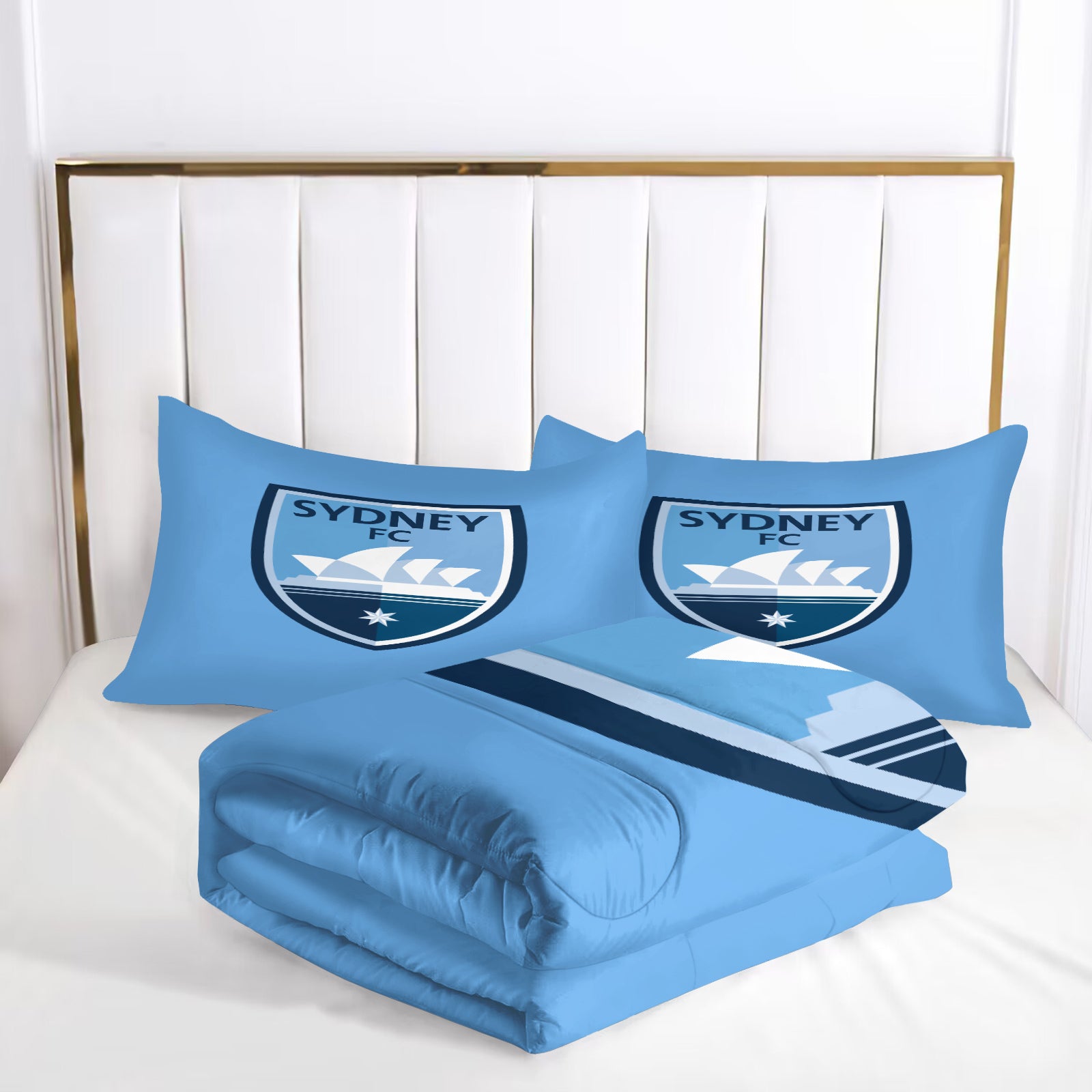 Sydney FC  Soccer Comforter Pillowcase Sets Blanket All Season Reversible Quilted Duvet