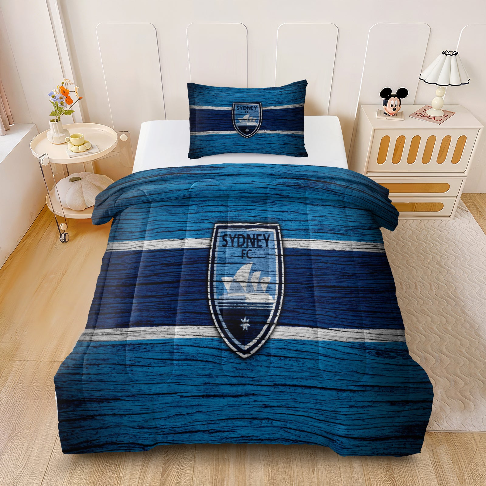 Sydney FC  Soccer Comforter Pillowcase Sets Blanket All Season Reversible Quilted Duvet