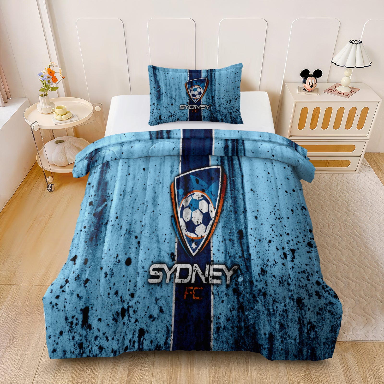 Sydney FC  Soccer Comforter Pillowcase Sets Blanket All Season Reversible Quilted Duvet